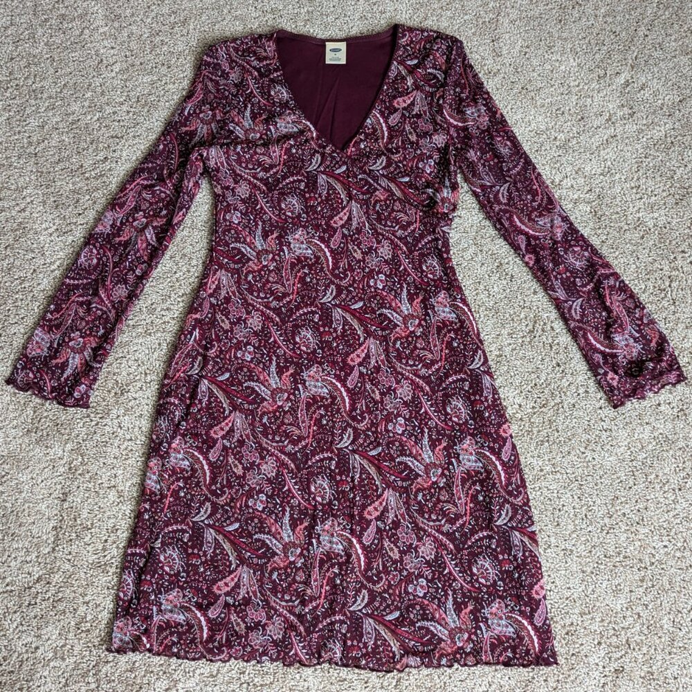 Vintage Old Navy Dress Womens Sz M Red Floral Y2K Fairy Cottagecore Prairie